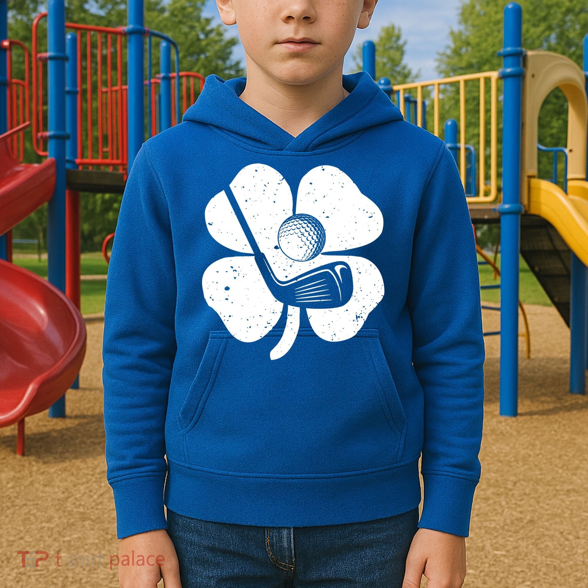 Fun Irish Golf Shamrocks Costume St Patrick's Day Gift Kids Hoodie