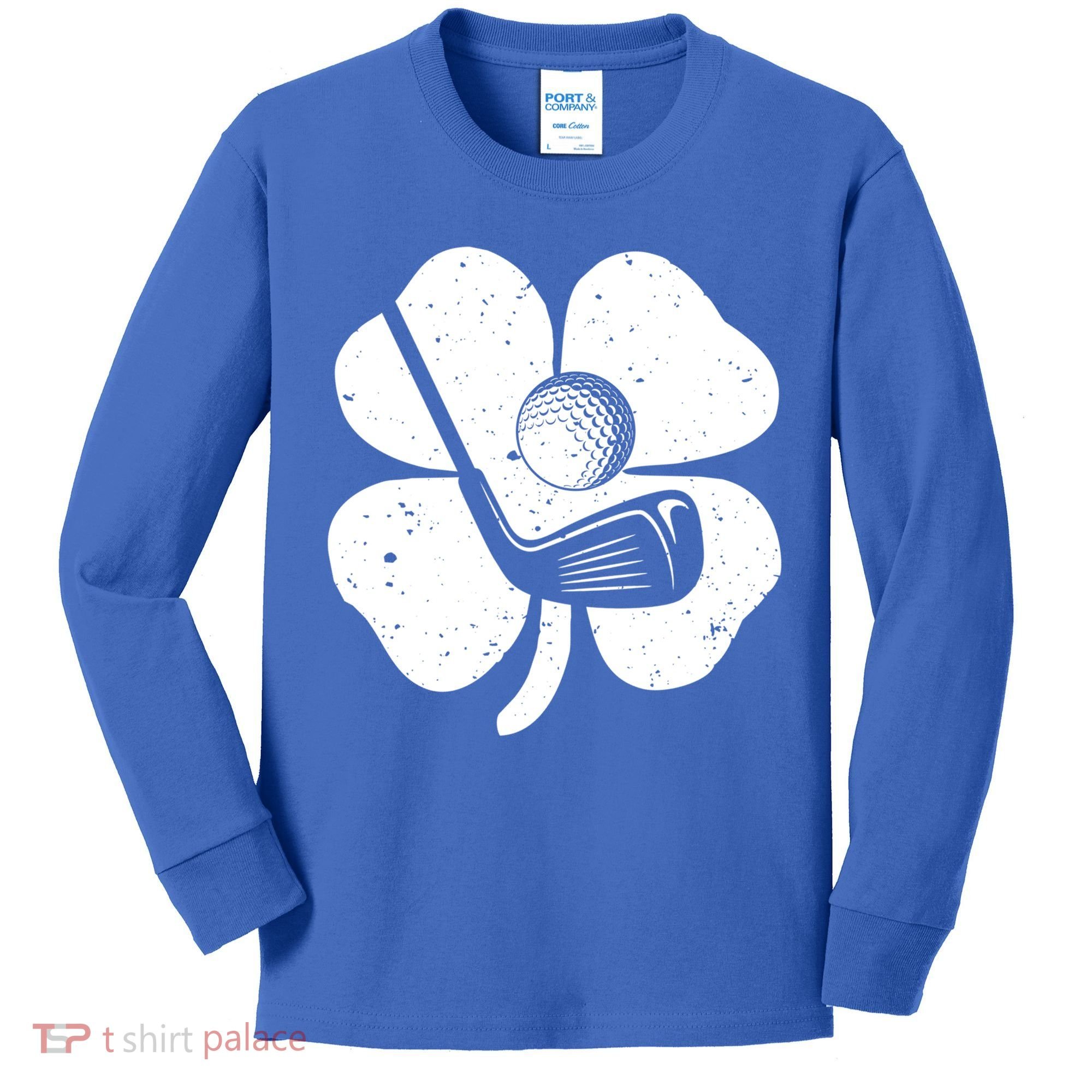 Fun Irish Golf Shamrocks Costume St Patrick's Day Gift Kids Long Sleeve Shirt