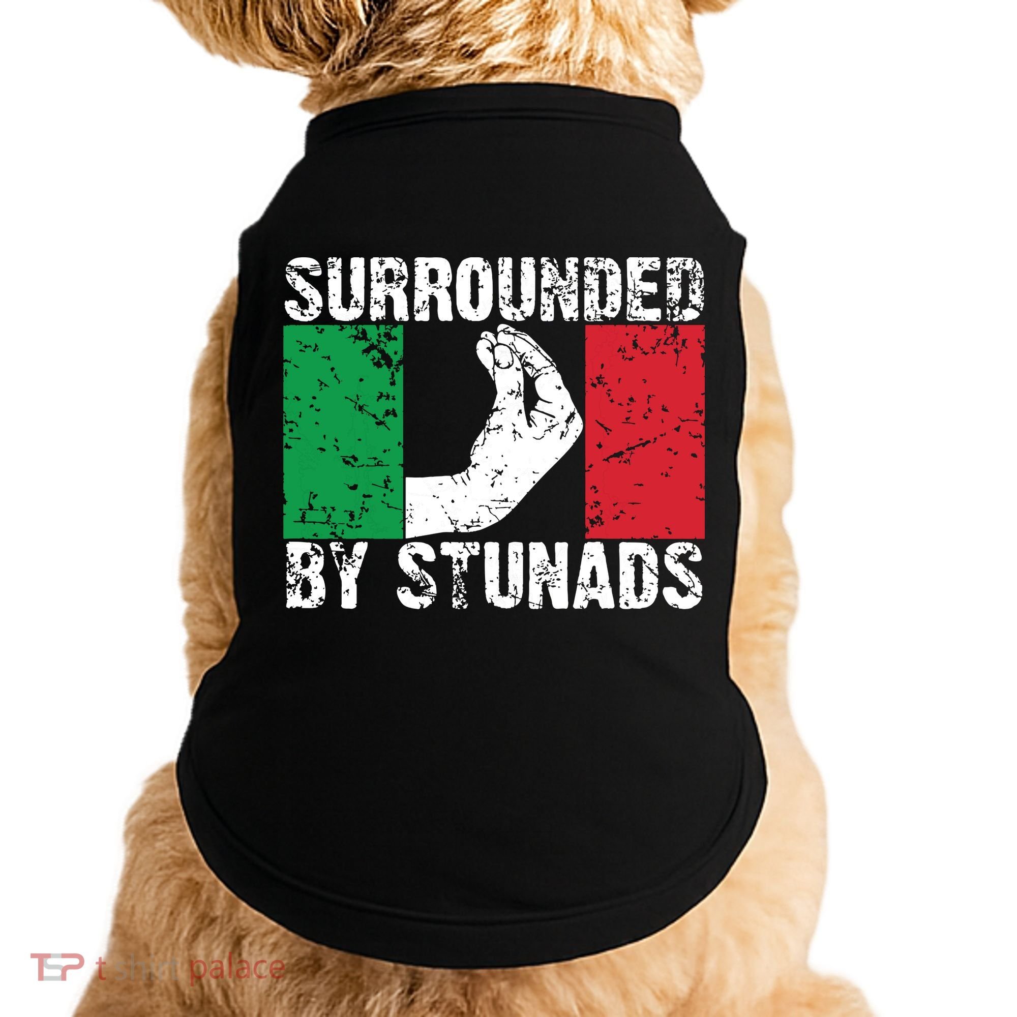 Funny Italian Gift For Men Women Cool Surrounded By Stunads Doggie Tank
