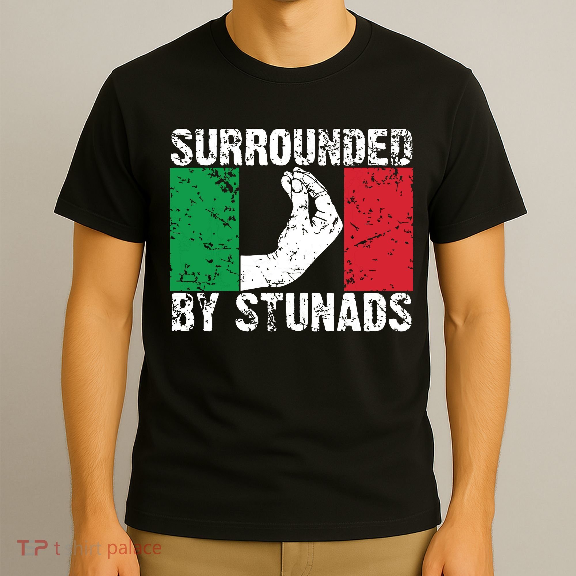 Funny Italian Gift For Men Women Cool Surrounded By Stunads T-Shirt