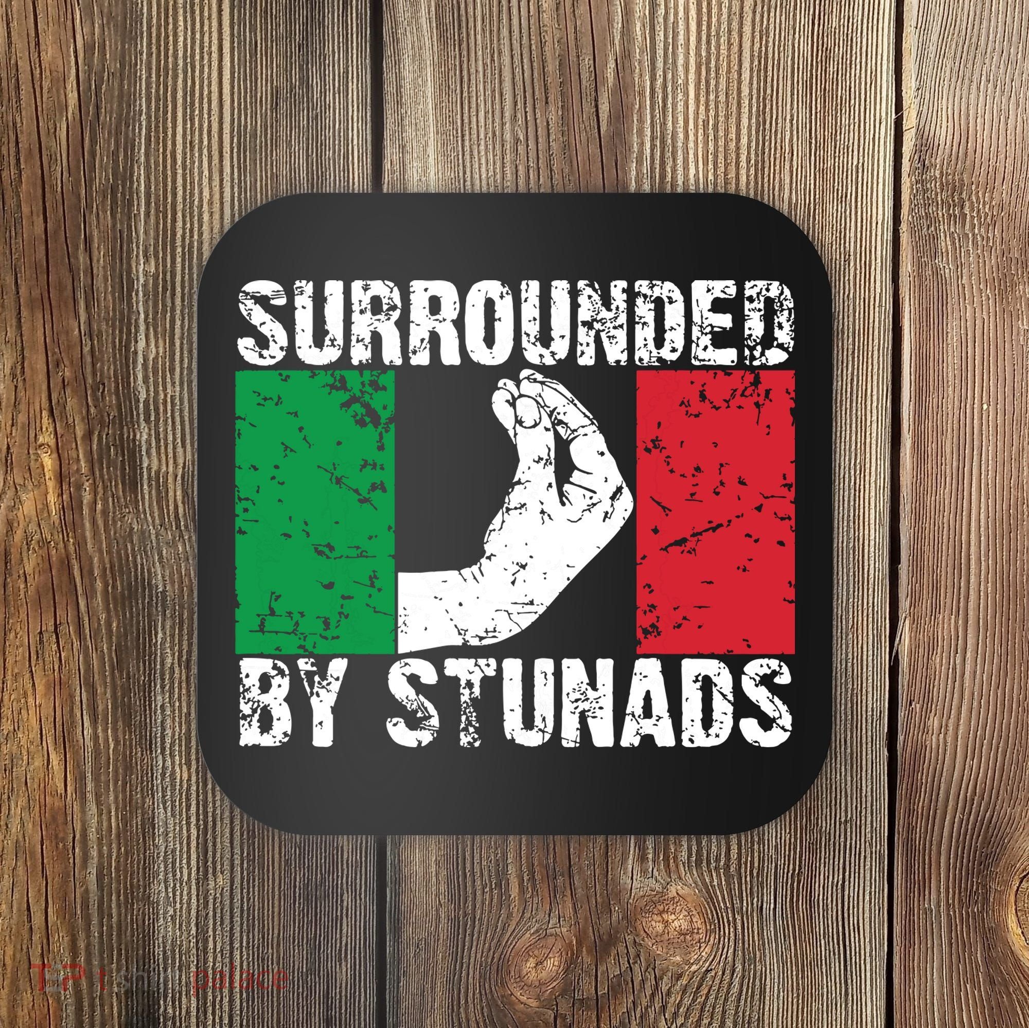Funny Italian Gift For Men Women Cool Surrounded By Stunads Coaster