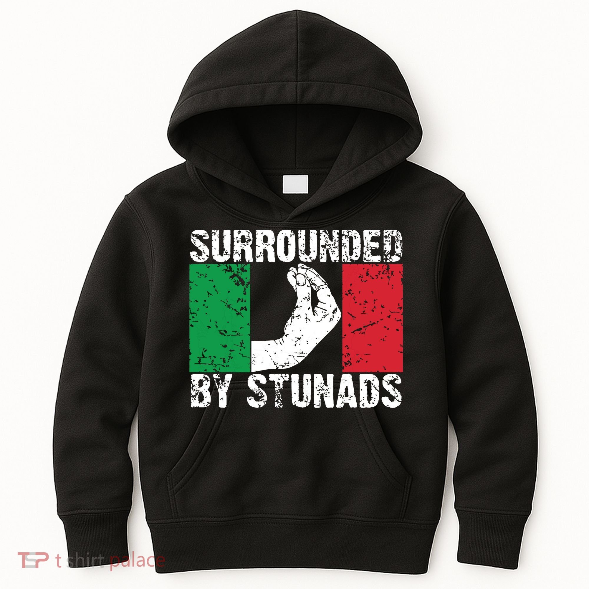 Funny Italian Gift For Men Women Cool Surrounded By Stunads Kids Hoodie