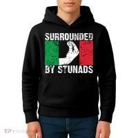 Funny Italian Gift For Men Women Cool Surrounded By Stunads Kids Hoodie thumb 4