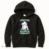 Funny If God Is Real Why Does My Tummy Hurt Sad Cow Kids Hoodie thumb 0