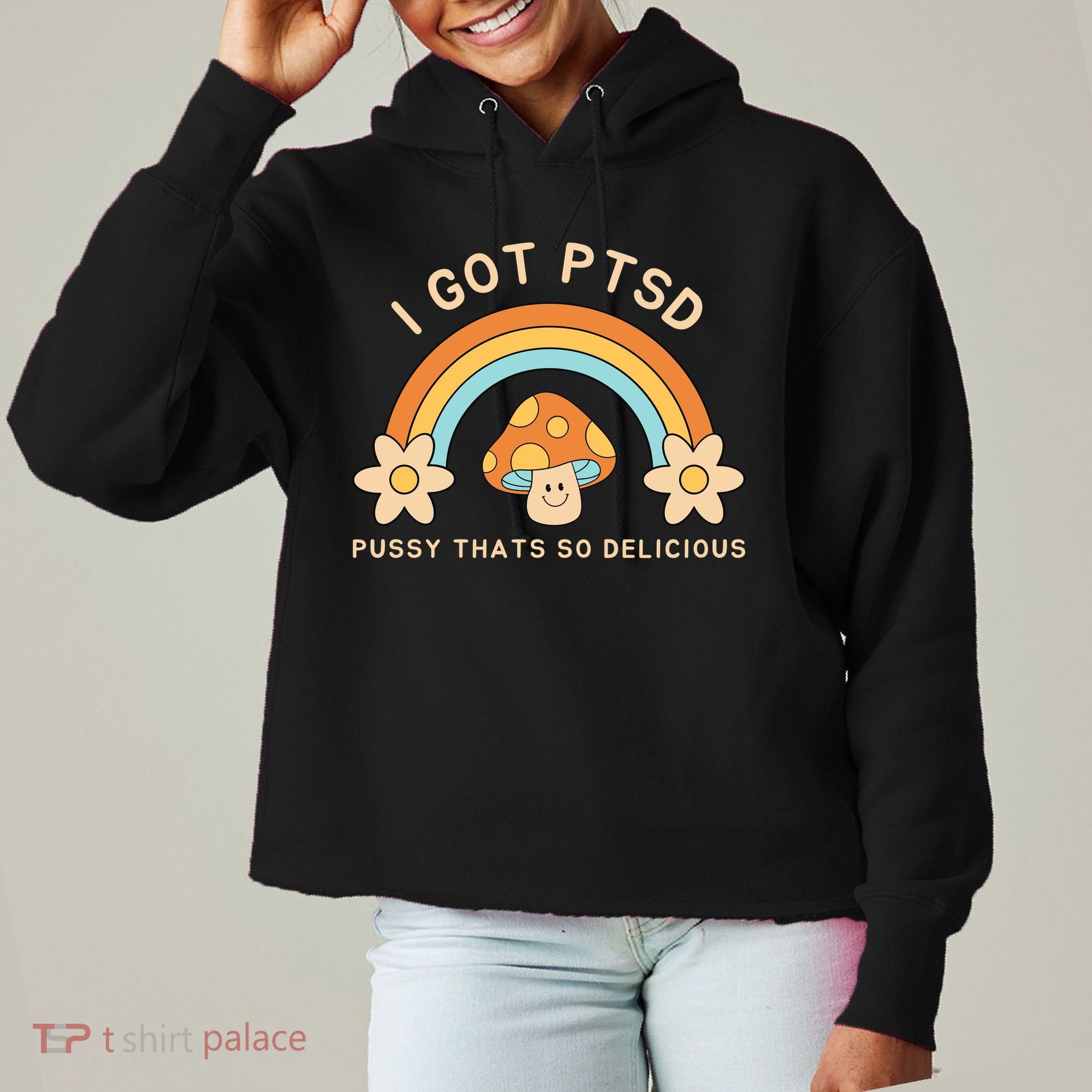 Funny I Got Ptsd Pussy Thats So Delicious Ladies Heavyweight Boxy Pullover Hoodie