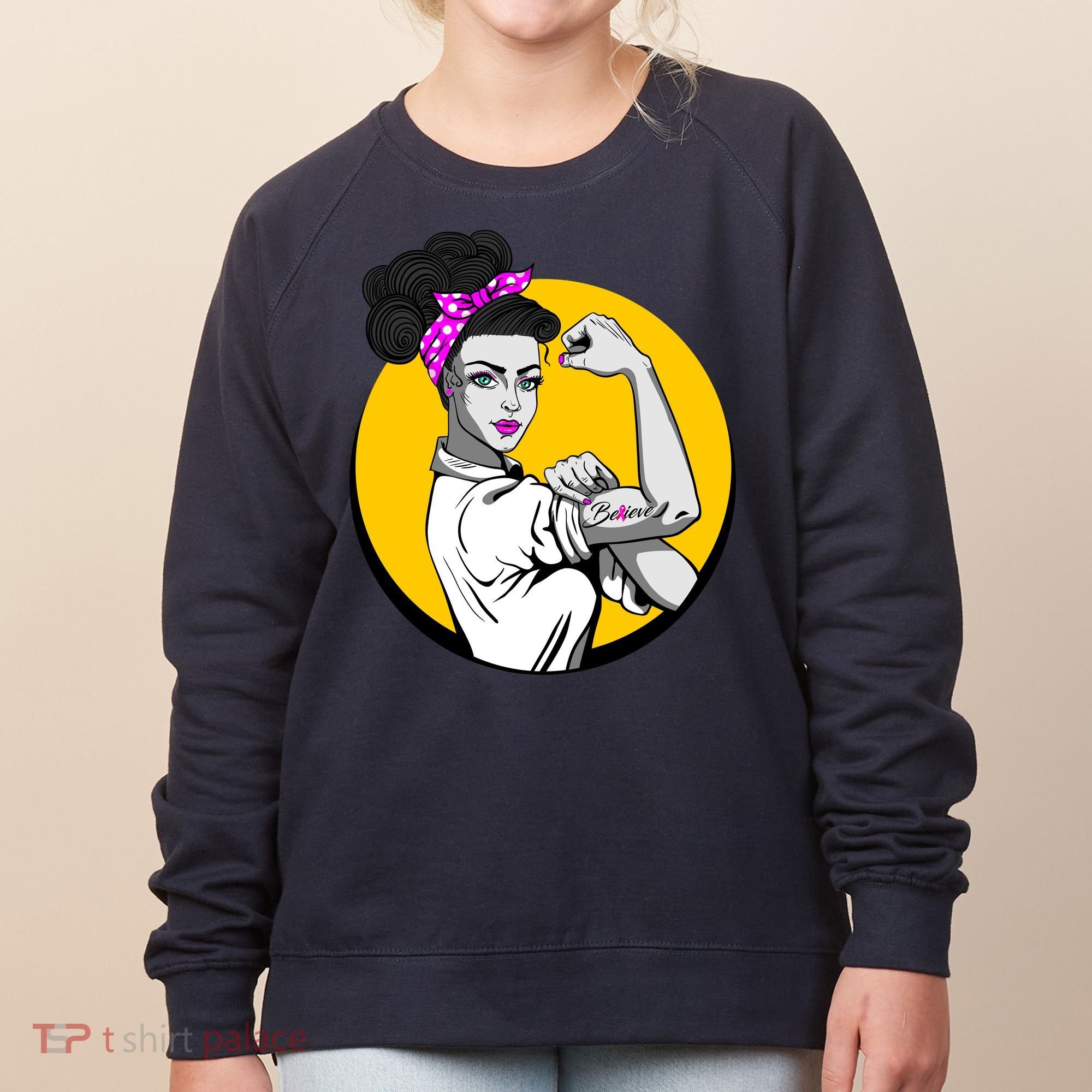 Fight Back Believe Breast Cancer Awareness Women's Sweatshirt