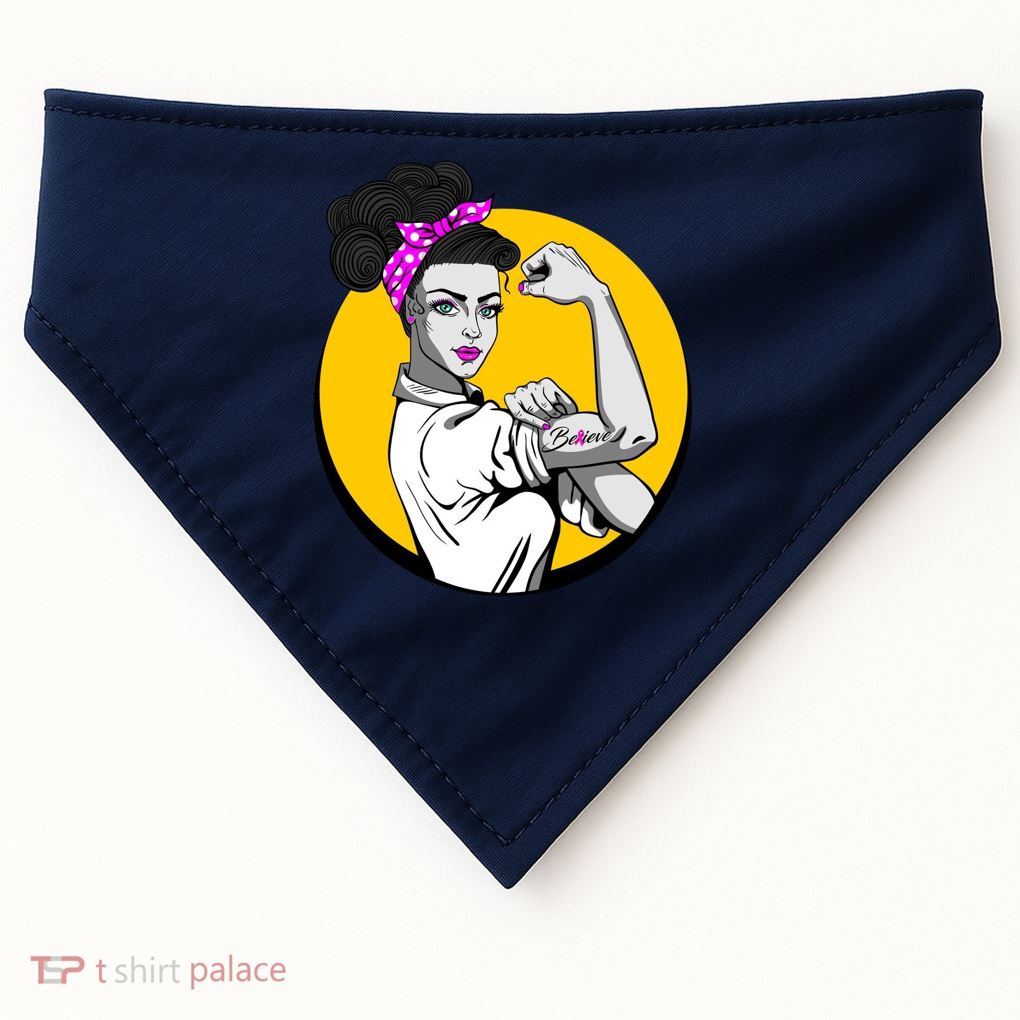 Fight Back Believe Breast Cancer Awareness USA-Made Doggie Bandana