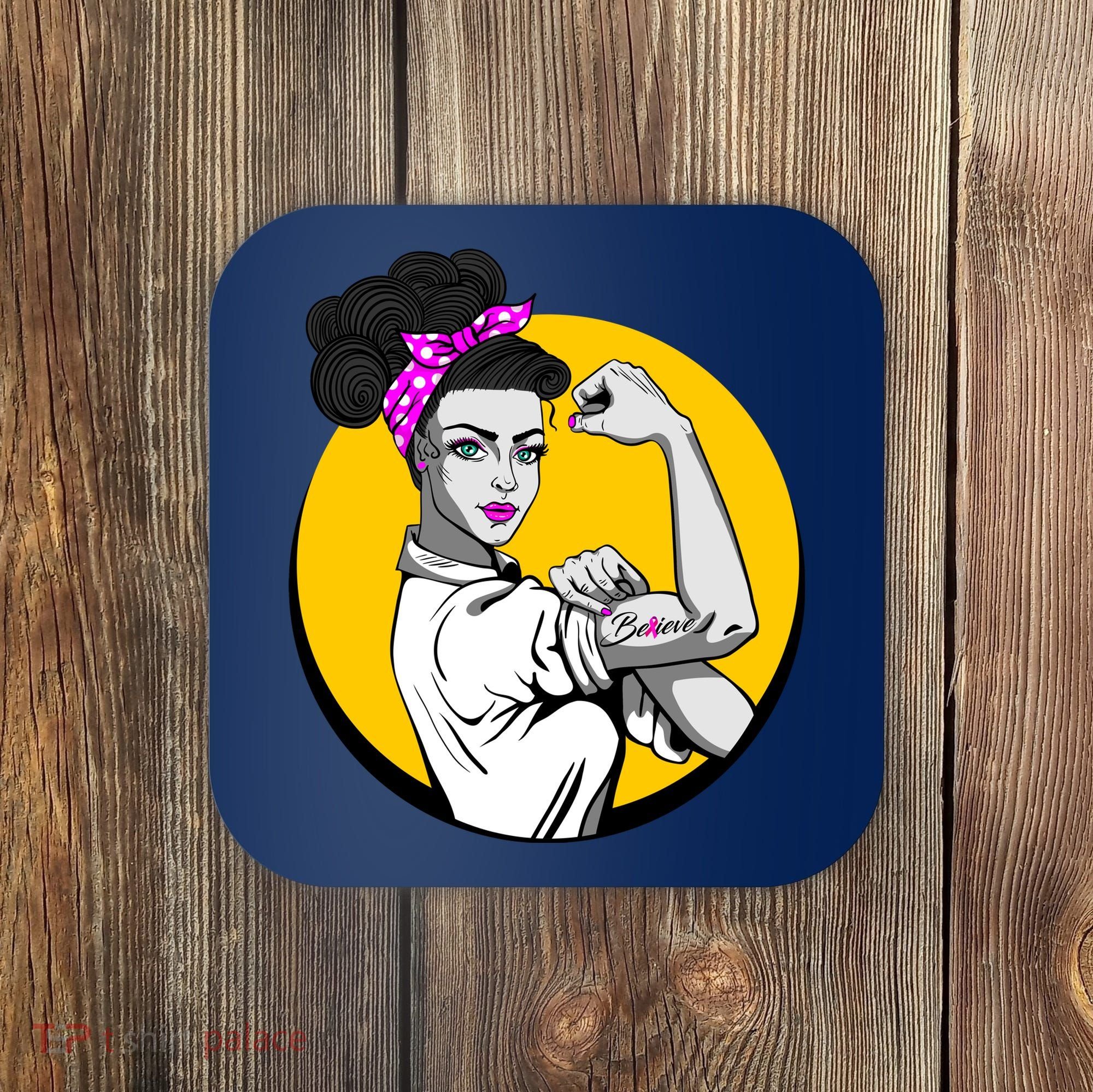 Fight Back Believe Breast Cancer Awareness Coaster