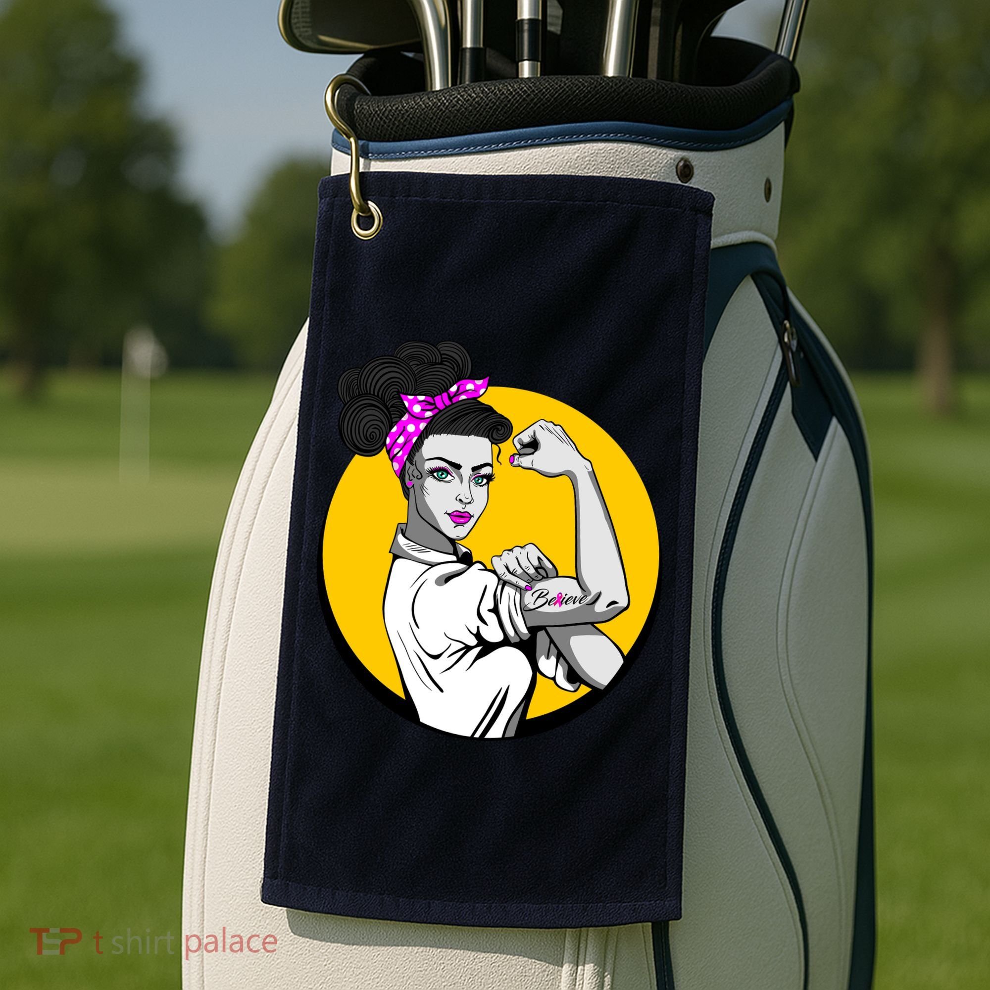 Fight Back Believe Breast Cancer Awareness Golf Towel