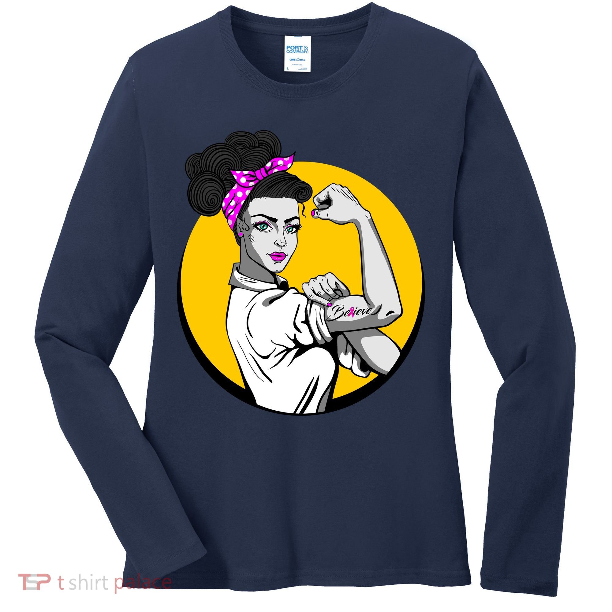 Fight Back Believe Breast Cancer Awareness Women's Long Sleeve Shirt