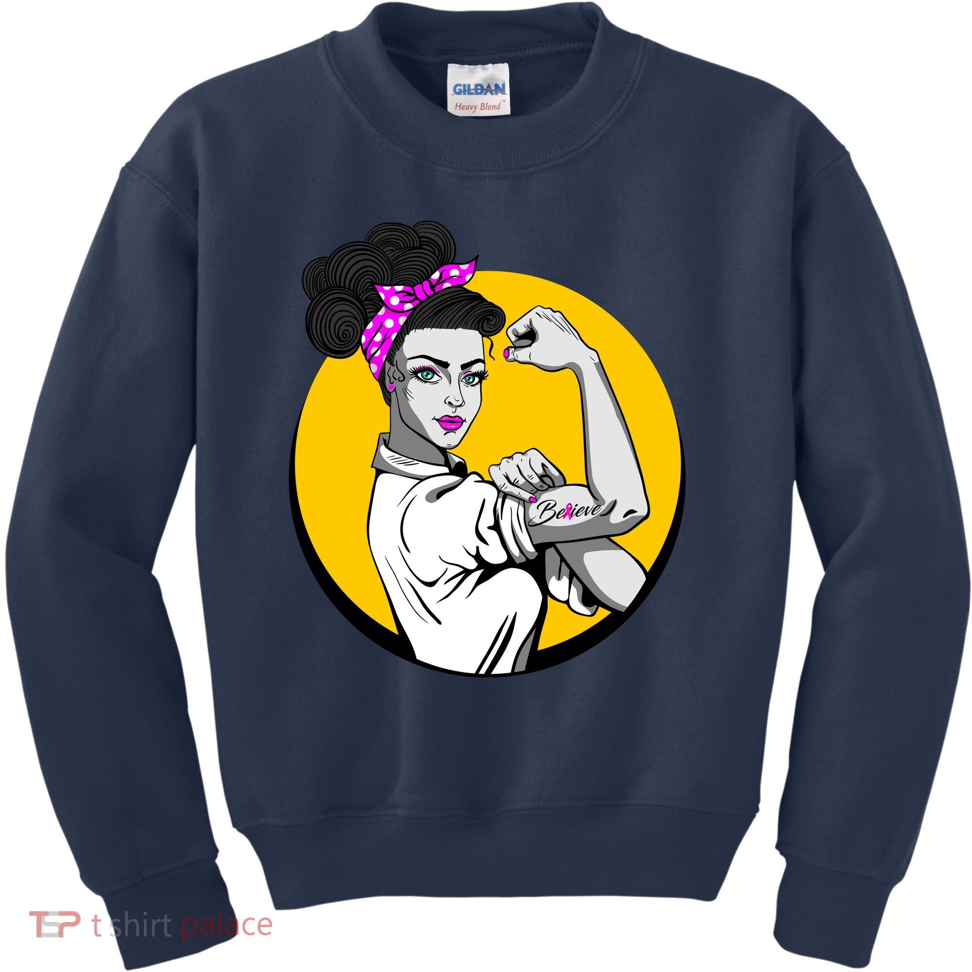 Fight Back Believe Breast Cancer Awareness Kids Sweatshirt