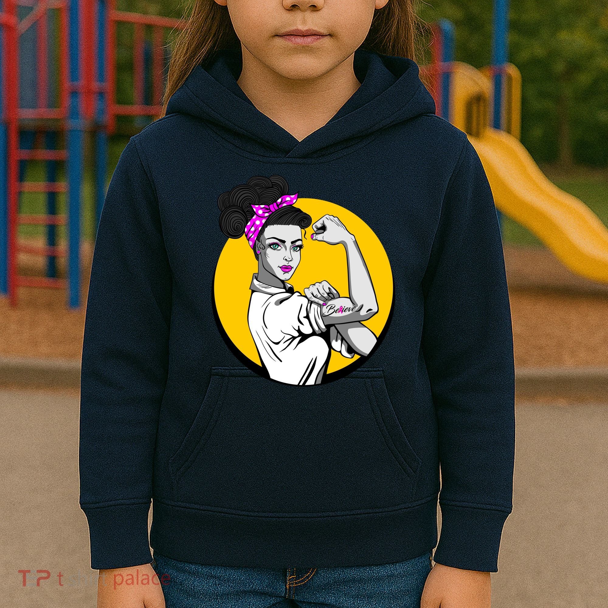 Fight Back Believe Breast Cancer Awareness Kids Hoodie