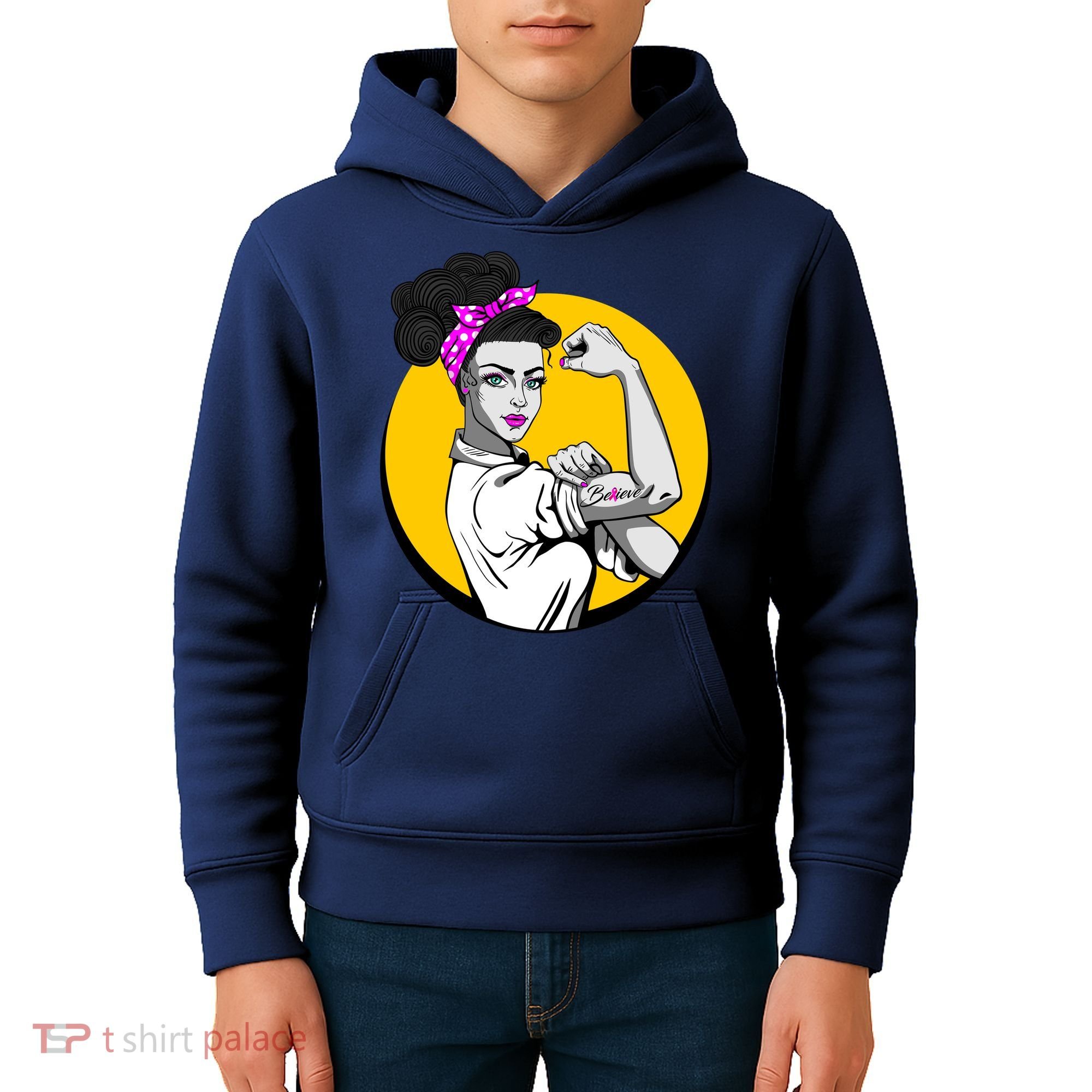 Fight Back Believe Breast Cancer Awareness Kids Hoodie