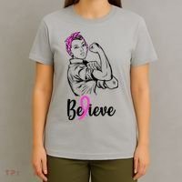 Fight Beast Cancer Awareness Believe  T-Shirt thumb 4