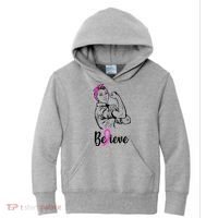 Fight Beast Cancer Awareness Believe  Kids Hoodie thumb 0