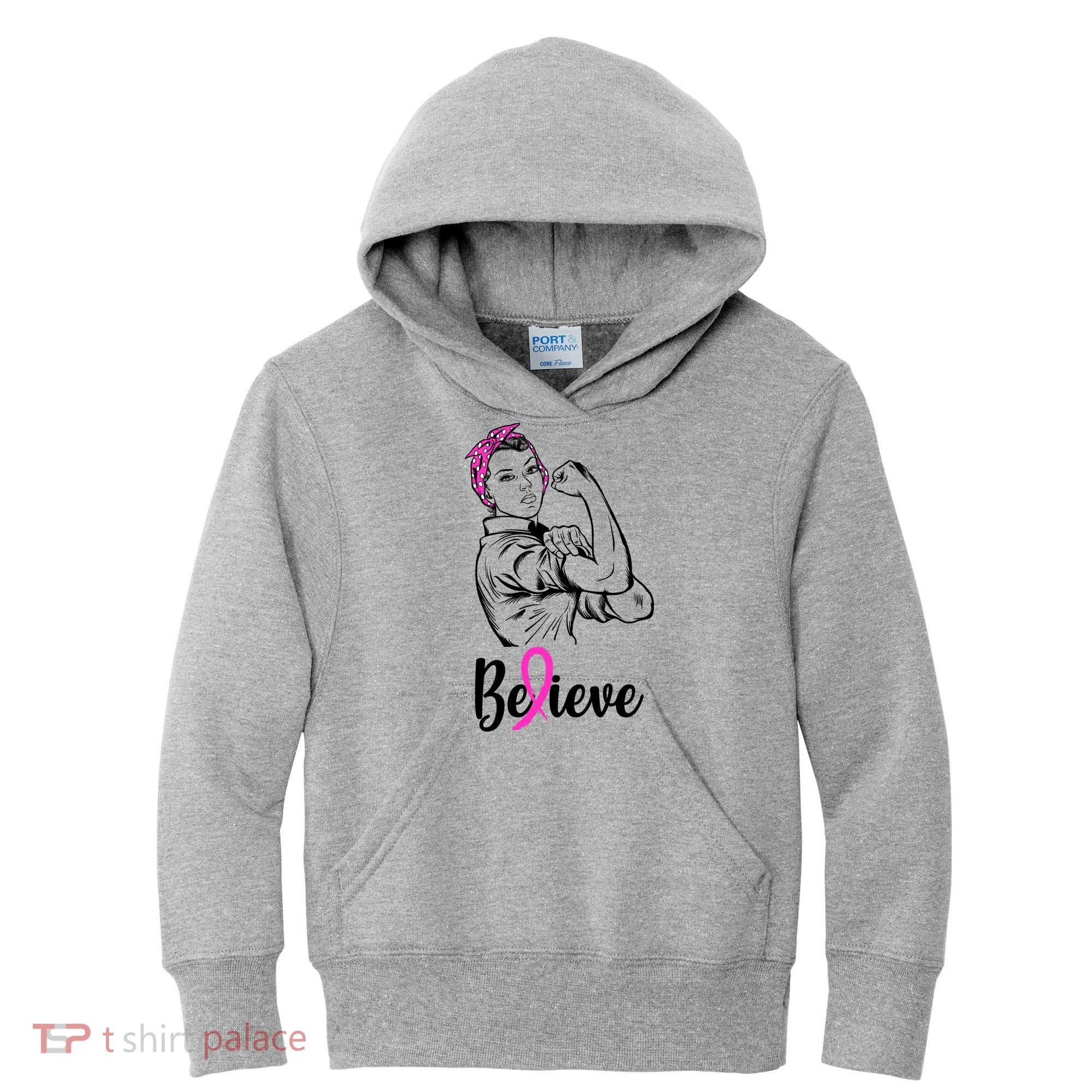 Fight Beast Cancer Awareness Believe  Kids Hoodie