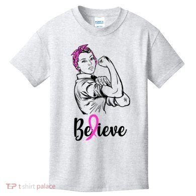 Fight Beast Cancer Awareness Believe  Kids T-Shirt