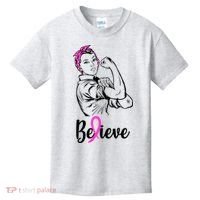 Fight Beast Cancer Awareness Believe  Kids T-Shirt thumb 0