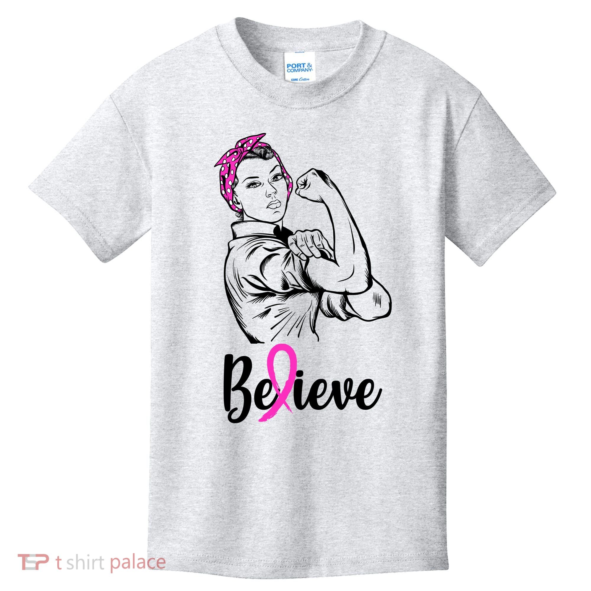 Fight Beast Cancer Awareness Believe  Kids T-Shirt