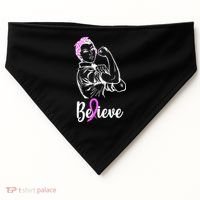 Fight Beast Cancer Awareness Believe  USA-Made Doggie Bandana thumb 0