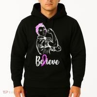 Fight Beast Cancer Awareness Believe  Hoodie thumb 2