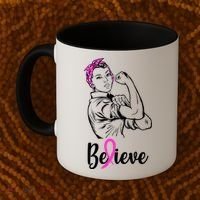 Fight Beast Cancer Awareness Believe  Coffee Mug thumb 2