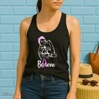 Fight Beast Cancer Awareness Believe  Women's Tank Top thumb 2