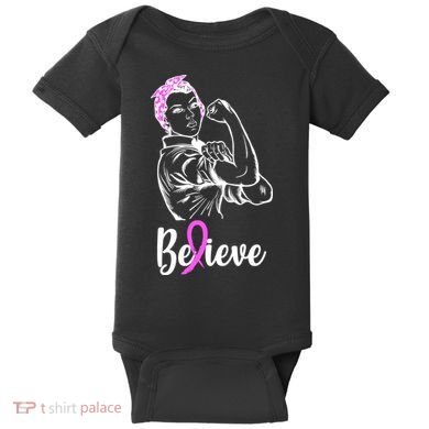 Fight Beast Cancer Awareness Believe  Baby Bodysuit