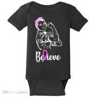 Fight Beast Cancer Awareness Believe  Baby Bodysuit thumb 0