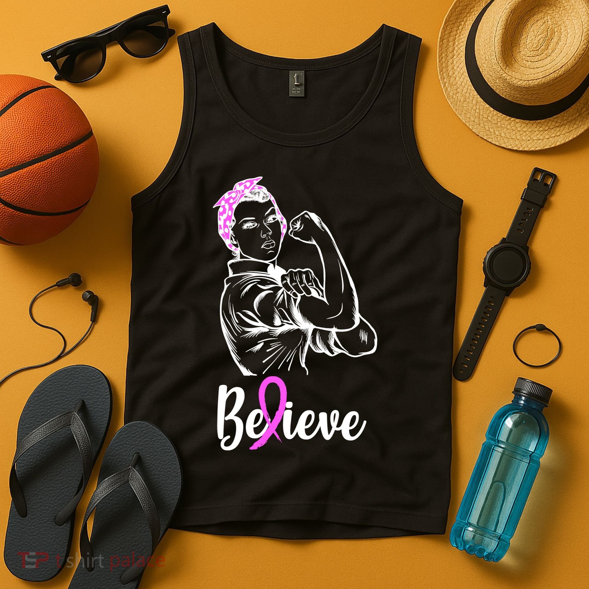 Fight Beast Cancer Awareness Believe  Tank Top