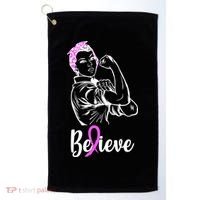 Fight Beast Cancer Awareness Believe  Golf Towel thumb 0