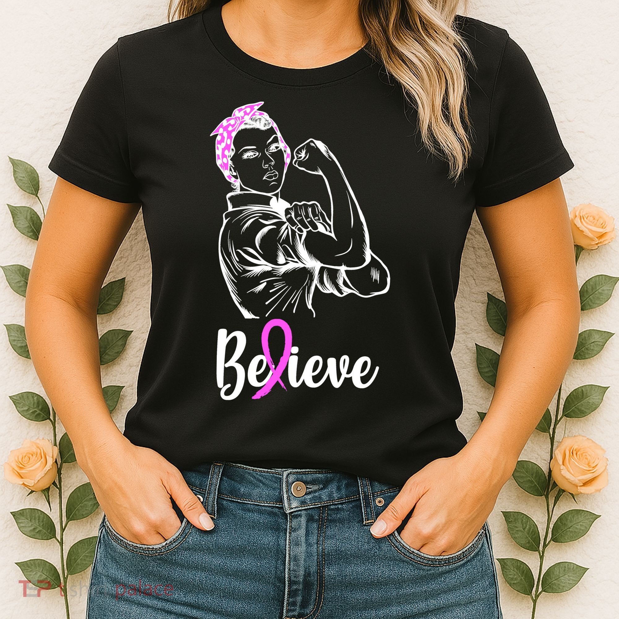 Fight Beast Cancer Awareness Believe  Women's T-Shirt