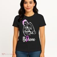 Fight Beast Cancer Awareness Believe  Women's T-Shirt thumb 4