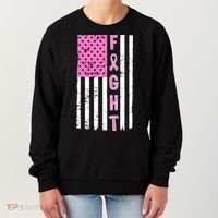 Fight Breast Cancer American Flag Women's Sweatshirt thumb 0