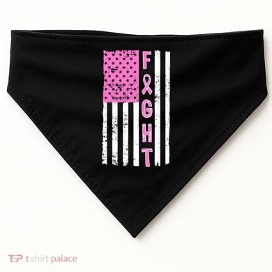 Fight Breast Cancer American Flag USA-Made Doggie Bandana