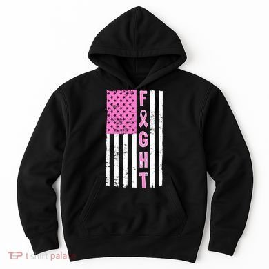 Fight Breast Cancer American Flag Hoodie