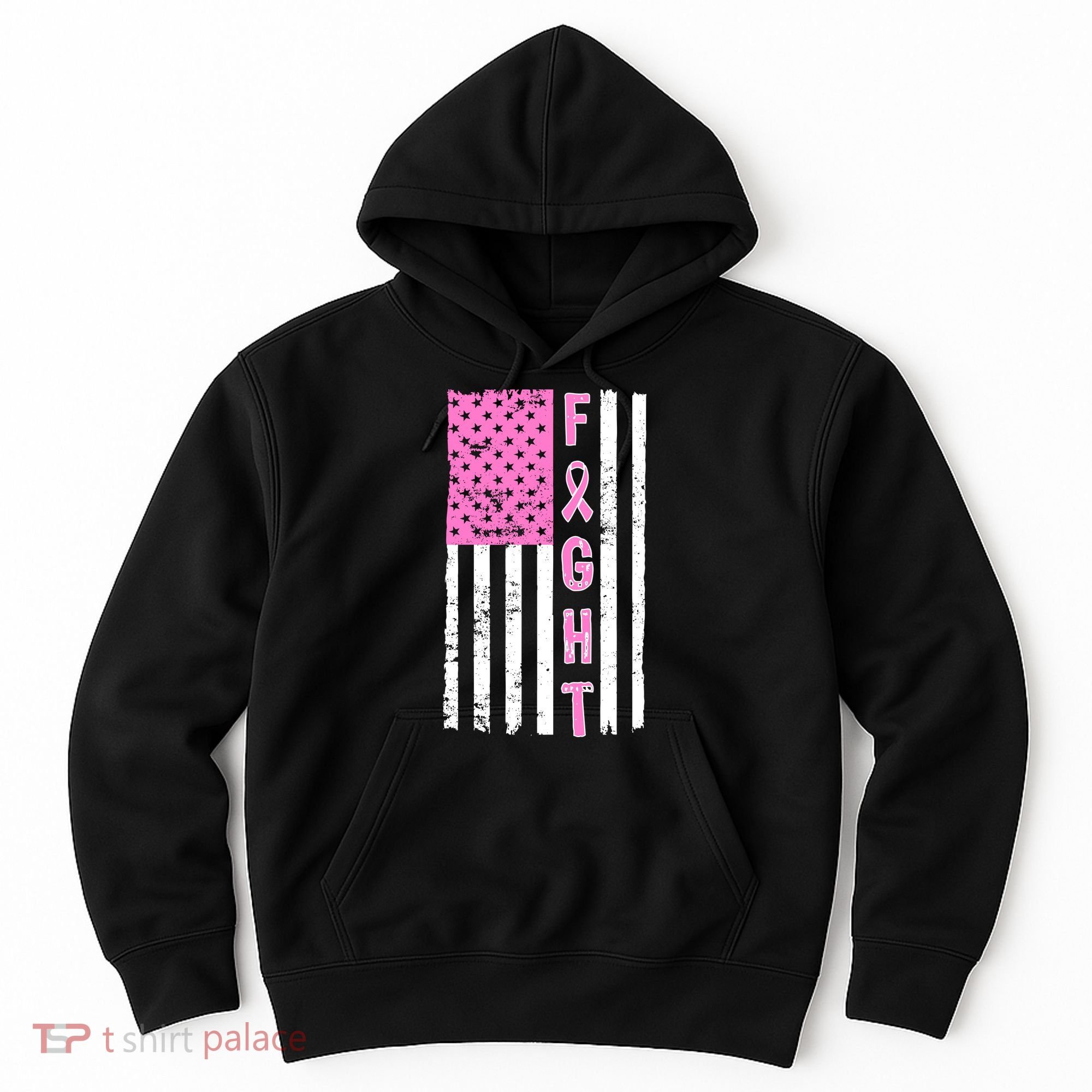 Fight Breast Cancer American Flag Hoodie