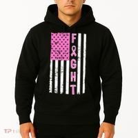 Fight Breast Cancer American Flag Hoodie thumb 2