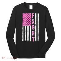 Fight Breast Cancer American Flag Long Sleeve Shirt thumb 0