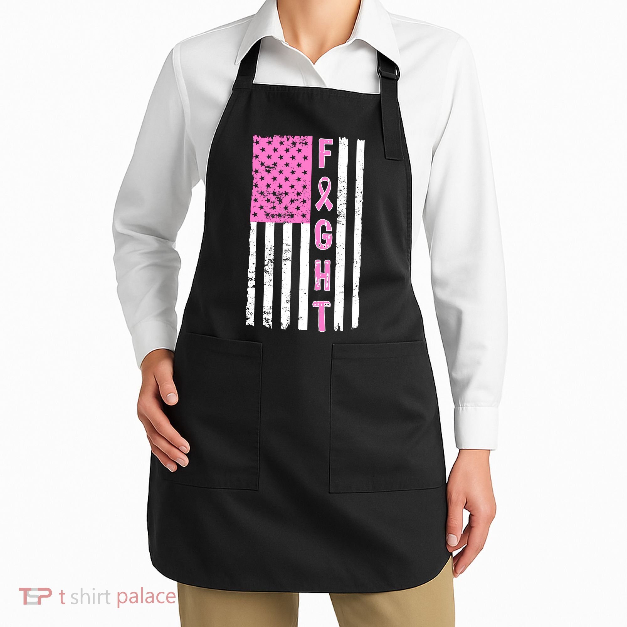 Fight Breast Cancer American Flag Apron