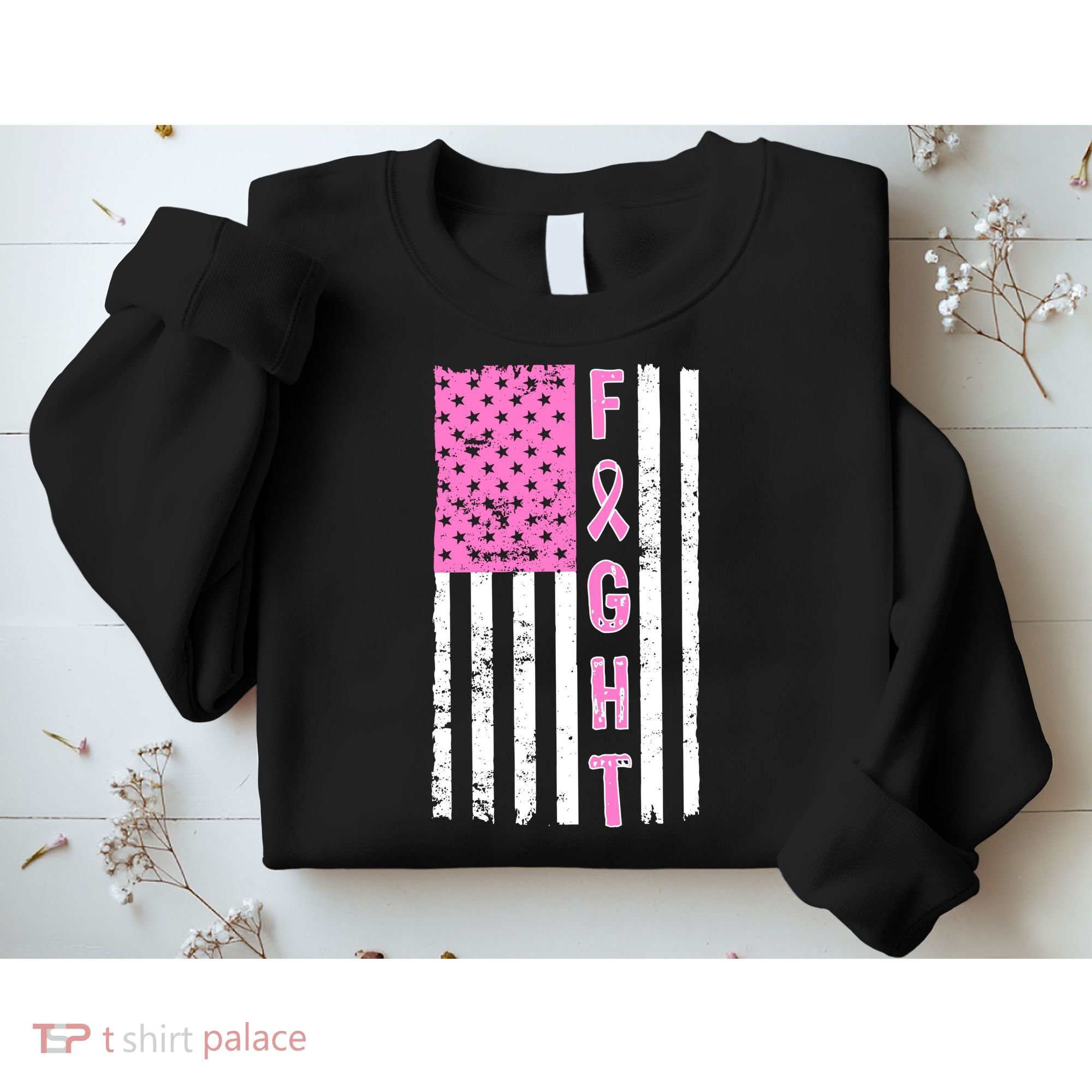 Fight Breast Cancer American Flag Sweatshirt