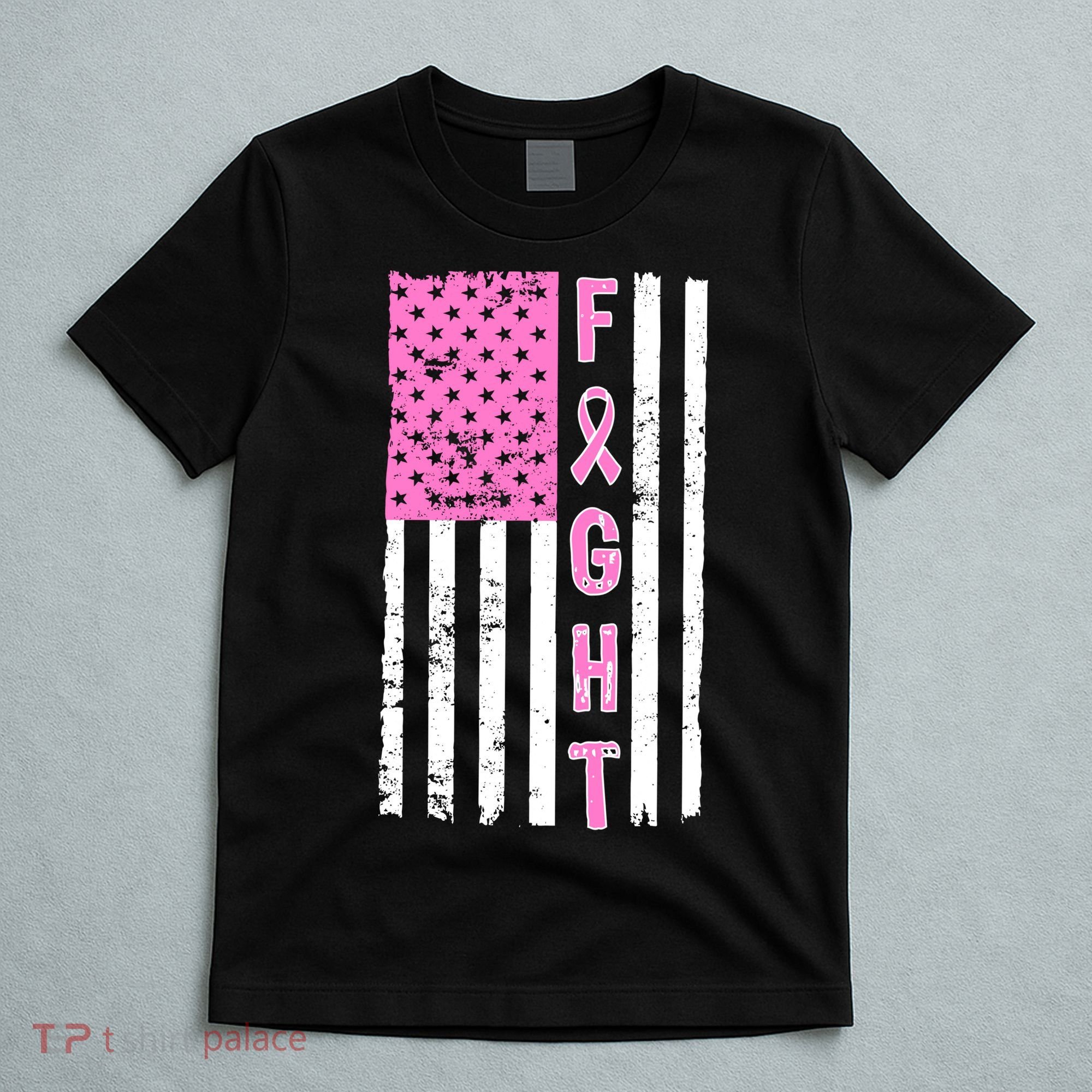 Fight Breast Cancer American Flag T-Shirt