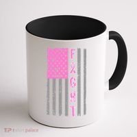 Fight Breast Cancer American Flag Coffee Mug thumb 1