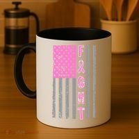 Fight Breast Cancer American Flag Coffee Mug thumb 4
