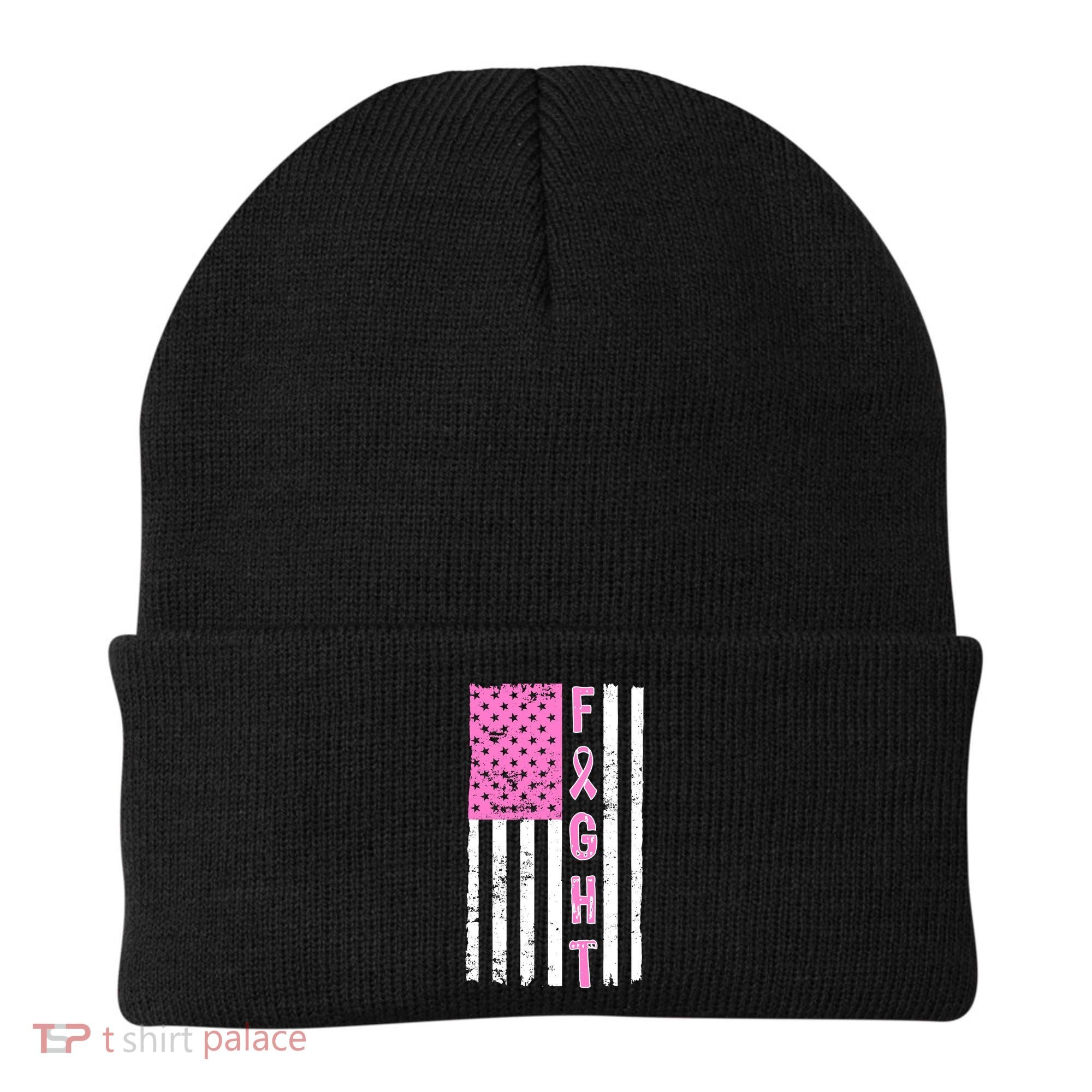 Fight Breast Cancer American Flag Beanie