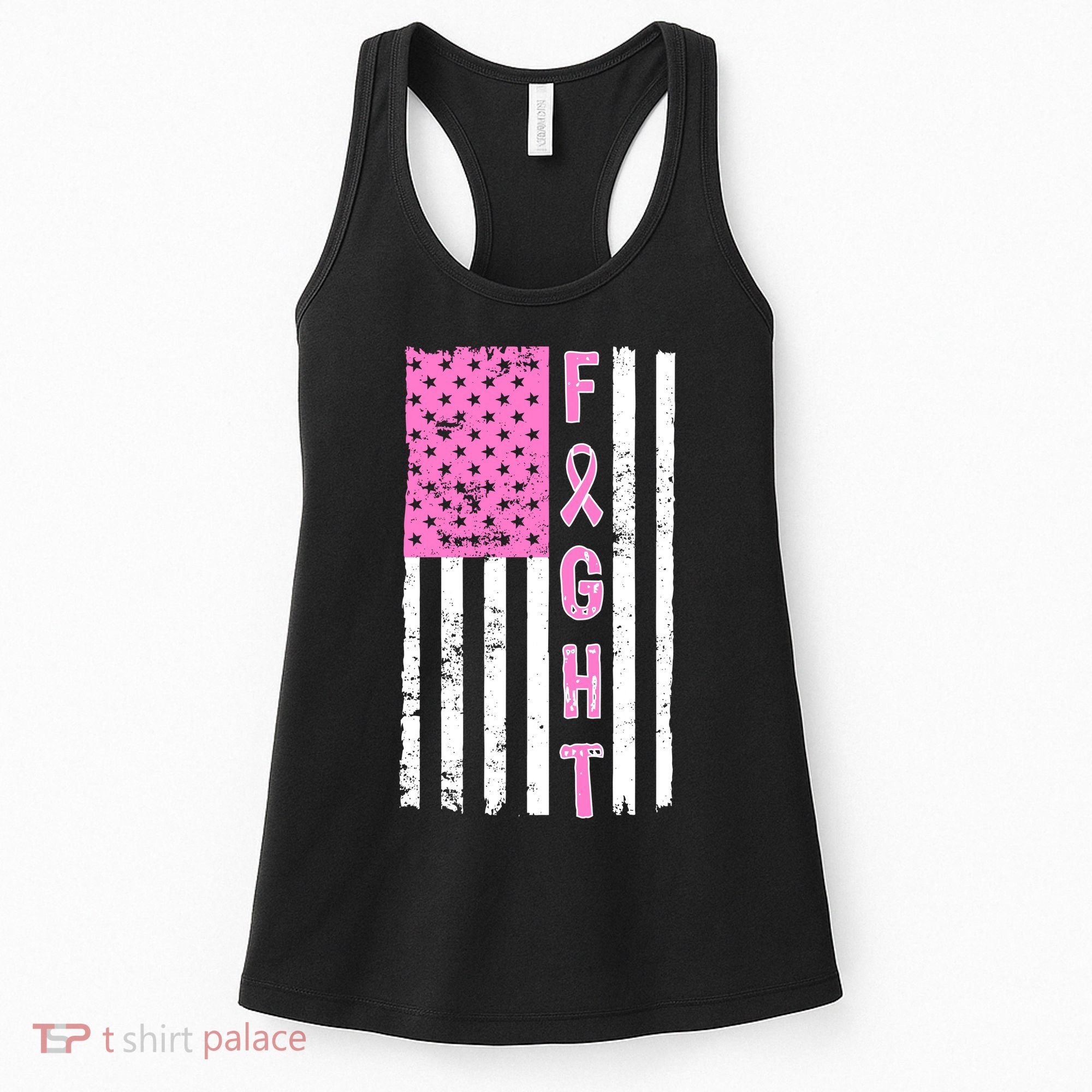 Fight Breast Cancer American Flag Women's Tank Top