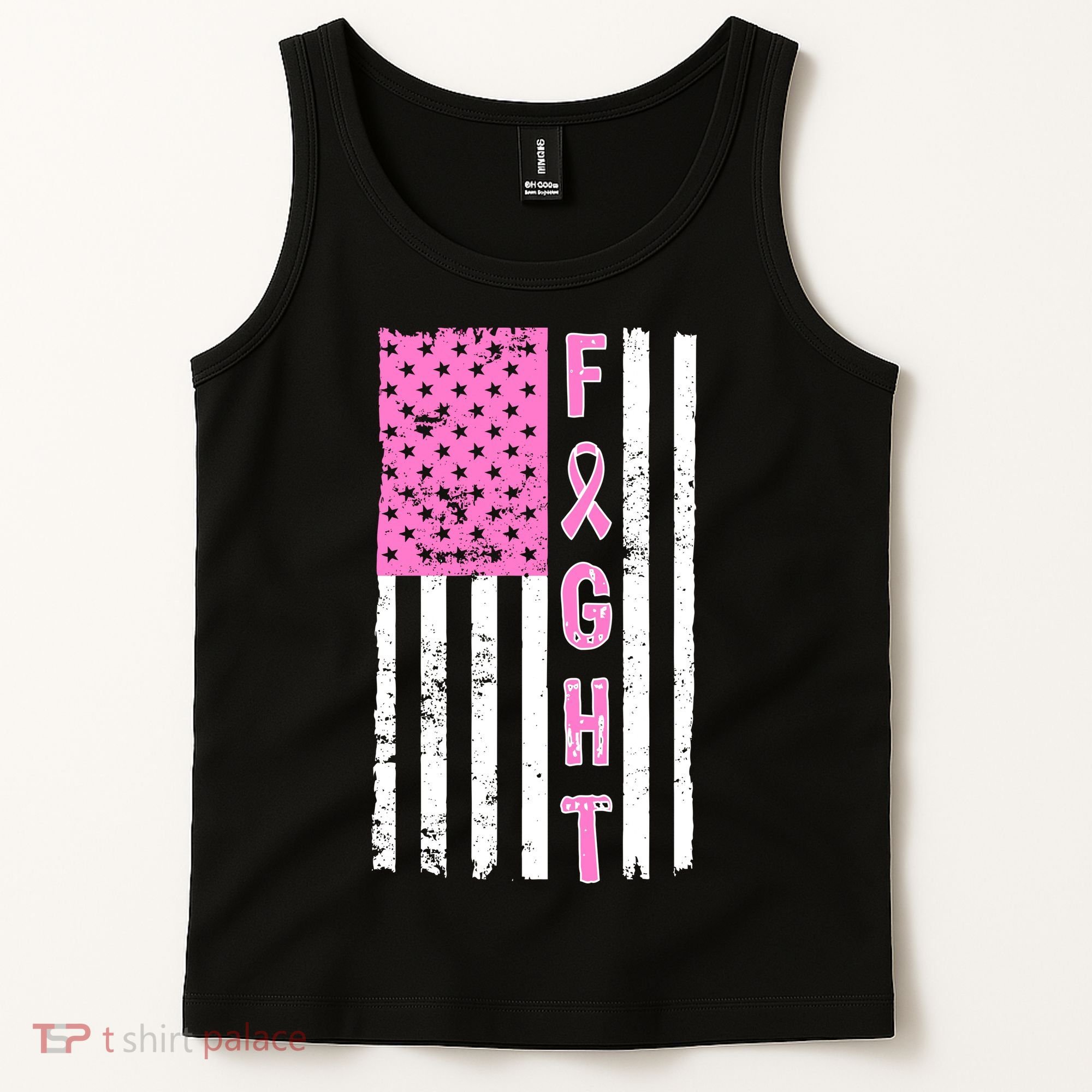 Fight Breast Cancer American Flag Tank Top
