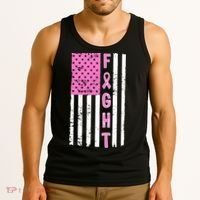 Fight Breast Cancer American Flag Tank Top thumb 3