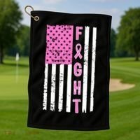 Fight Breast Cancer American Flag Golf Towel thumb 1
