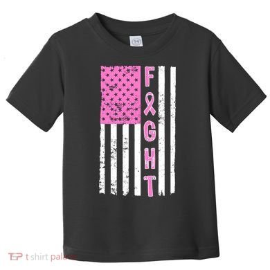 Fight Breast Cancer American Flag Toddler T-Shirt